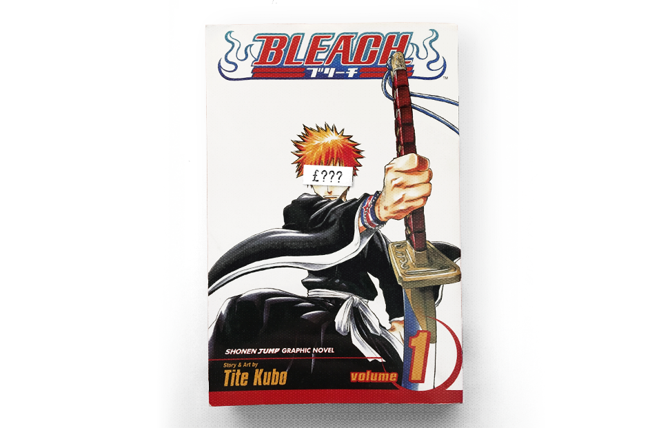 Cover of Bleach manga with a mystery price tag on it.png