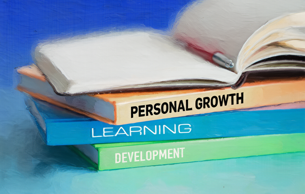 Oil painting of a pile of self-help books.png