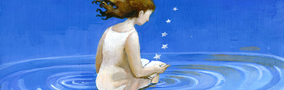 header image of an oil painting of a woman sat with her feet in water reading a book.png